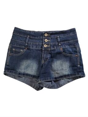 2588 * Bongo High Rise 3 Button Cuffed Dark Wash Denim Shorts Blue Size 5